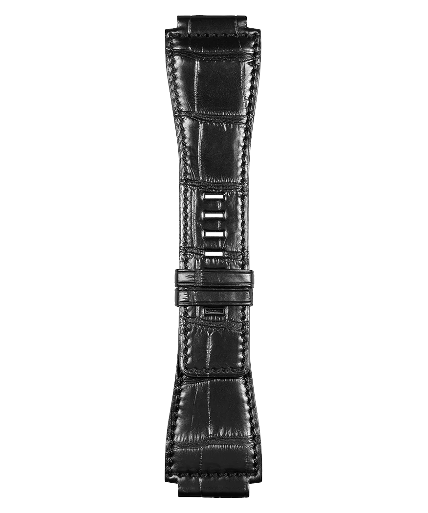 BR-03 - BR-01 - BR-X1 Bracelet en cuir d'alligator de couleur noire