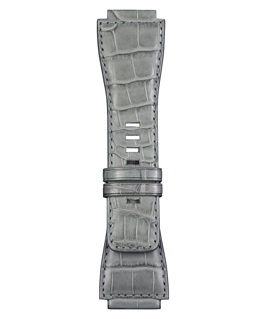 BR-03 - BR-01 - BR-X1 Bracelet en cuir d'alligator de couleur grise