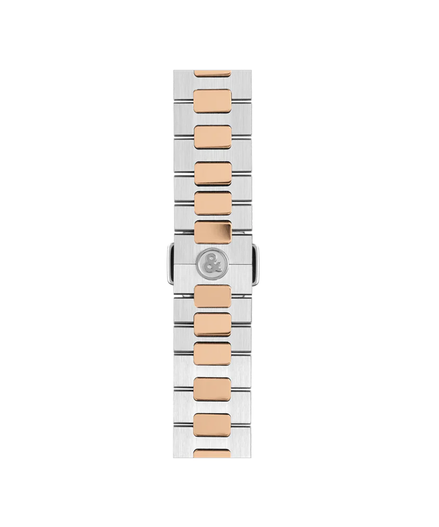 BR 05 Chrono Bracelet en acier et or rose poli-satiné